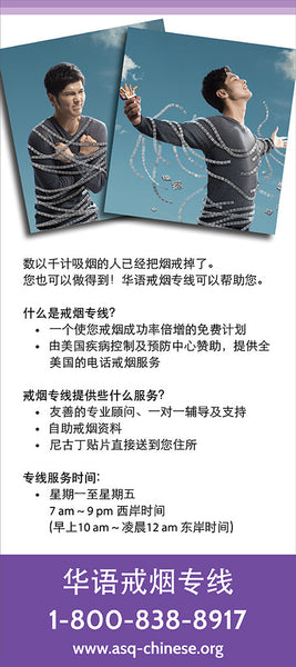 ASQ "Untied" Quit Smoking Rack Card | Back | Simplified Chinese