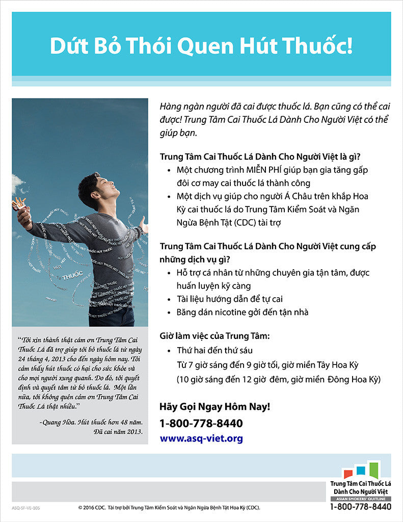 ASQ "Untied" Quit Smoking Services Flyer | Front | Vietnamese