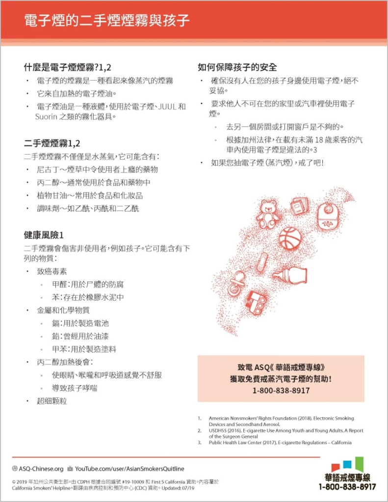 Fact Sheet: Secondhand Vape Aerosol and Kids | Asian Smokers' Quitline (ASQ) Fact Sheet: Secondhand Vape Aerosol and Kids | Asian Smokers' Quitline (ASQ)